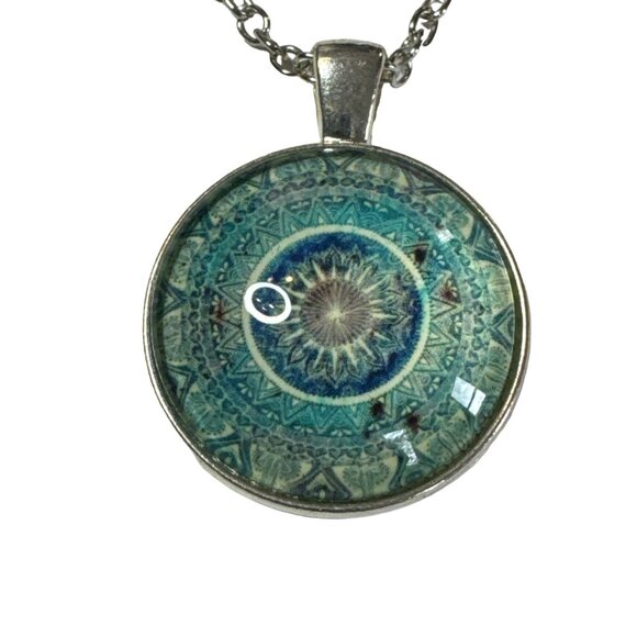 Boho Mandala Hippie Style Earrings Bracelet Necklace Silver Tone Chain - Picture 2 of 6